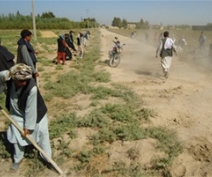 Omakai residents work to build a proper road in their village, which will improve access to basic services.