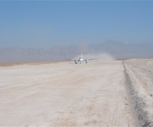 PRT Air is the first flight to take off from the newly constructed airstrip in Qalat.