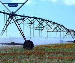 A new sprinkling machine at the Adelaida farm in Kherson Oblast.