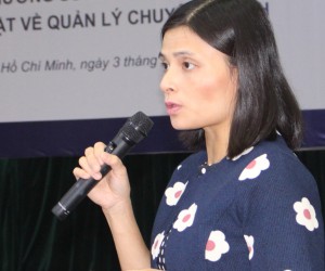 Mrs. Nguyen Minh Thao of MPI/CIEM addresses a consultative workshop.