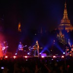 Jason Mraz takes the stage in Rangoon with the iconic Shwedagon Pagoda as a backdrop.