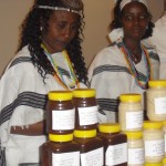 Ethiopian beekeepers exhibiting their honey products at the Api Africa Expo.