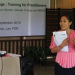 Chinneth Cheng speaks at an Equality in Climate Change training in Vientiane, Laos.
