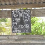 Record keeping for Jamaican pig farmers often consisted only of a chalkboard with the date, current number of pigs