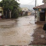 The capital of Honduras, Tegucigalpa, was flooded by Hurricane Mitch in October 1998.