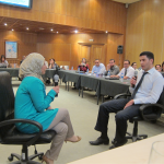 Trainees in the SBDC program conduct a mock consulting case between an SBDC and a financial institution.