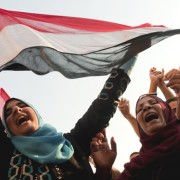 Egyptians celebrate at Cairo’s Tahrir Square, the epicenter of the popular revolt that drove President Hosni Mubarak from power 