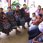 Mayan women and a husband receive family planning counseling at the health center in Chimaltenango, southern Guatemala.