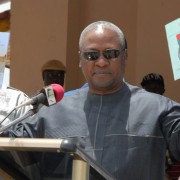 Ghanaian Vice President John Dramani Mahama is briefed on street naming and numbering projects, April 28, 2012.  
