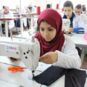 A sewing class offered as part of the FORSATY Program's vocational training program.