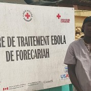 Alseny Touré works at the French Red Cross site near the Ebola Treatment Unit in Forécariah, Guinea.