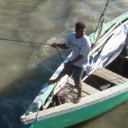 Honduran fisher in small-scale boat