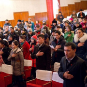 Youth activists attend a public hearing organized by IRI in Jalal-abad oblast