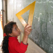 A student in a reading class activity in a Moroccan primary school.