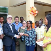 Amb Jackson hands over the keys to the new KG block to the Western Regional Director of Education