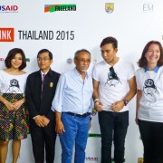 Beth Paige (right), director of the USAID Regional Development Mission for Asia, joins Thai celebrities to launch campaign to ra
