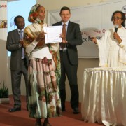 One of the graduates from the Southern Nations, Nationalities and Peoples Region of Ethiopia receives her certificate