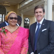 Ambassador Miller with Southern African Development Community Executive Secretary Dr. Stergomena Tax after pledging $127 million