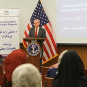 U.S. Ambassador P. Michael McKinley delivers his speech during the event.