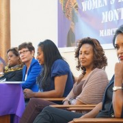 U.S. Ambassador to Ethiopia Patricia Haslach (third form left) and five prominent Ethiopian women share their experiences