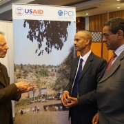 (L-R) USAID Ethiopia Mission Director Dennis Weller, PCI Country Representative Walleligne Alemaw, and Chief of Party Getu Woyes