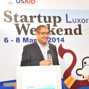 USAID/Egypt Economic Growth Director Dr. William Patterson addresses StartUp Weekend competitors in Luxor.