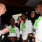 A group of Kenyan girls talking with U.S. Ambassador to Kenya, Robert Godec