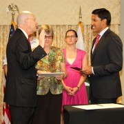 USAID Administrator Dr. Rajiv Shah swears in Gregory Gottlieb as Mission Director for Pakistan.