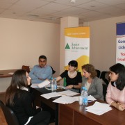 The panel from USAID, JAA and BP interviews an applicant student.