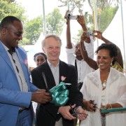 (left to right) Abadir Abdu, the head of the West Arsi Zone Administration, USAID Ethiopia Mission Director Dennis Weller, and A