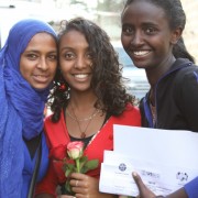 Three of the students who successfully completed the first stage of the University Preparation Camp.