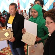 USAID Deputy Mission Director Dr. Anne E. Patterson gives certificates to entrepreneurship competition winners in Upper Egypt.