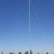 Installation of the first wind turbine.