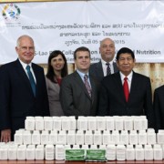 Senior Lao and U.S. officials announce U.S.-Lao cooperation in health and nutrition.