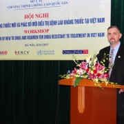USAID Vietnam Office of Health Director John Eyres speaks at the event.