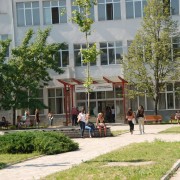 Students enjoy a break at the University of Prishtina 