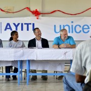 Chargé D'Affaires Brian Shukan joins UNICEF partner in Les Cayes