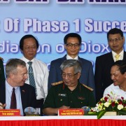 Vietnam’s Deputy Prime Minister Vu Duc Dam (Second right in the second row) observes the signing ceremony.
