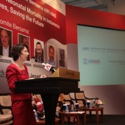 U.S. Embassy Chargé d'affaires Kristen Bauer gives remarks at the launch of the Joint U.S.-Indonesia Research Study on Maternal 