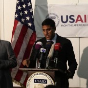 USAID Administrator Rajiv Shah speaks in Yemen. Credit: Hani Mohammed