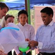 USAID/Burma Mission Director Chris Milligan (left) and USAID Administrator Rajiv Shah (right) in North Okkalapa Township