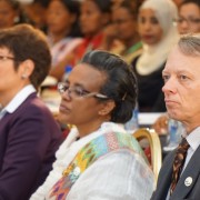 (left to right) U.S. Ambassador Patricia Haslach, Ethiopian First Lady Roman Tesfaye, and USAID Mission Director Dennis Weller a