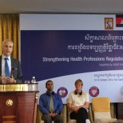 Sean Callahan, USAID Cambodia Deputy Mission Director speaks at National Consultative Workshop on Strengthening Health Professio