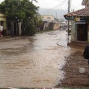 The capital of Honduras, Tegucigalpa, was flooded by Hurricane Mitch in October 1998.