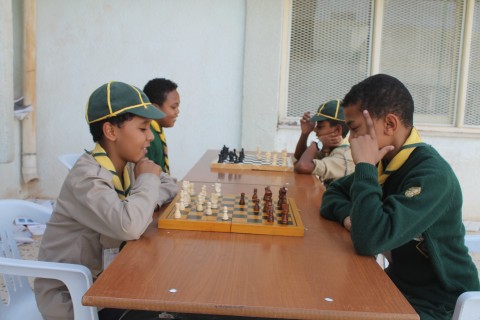 Youth take part in a chess tournament at Sabha’s Al Nahda Sports Club.
