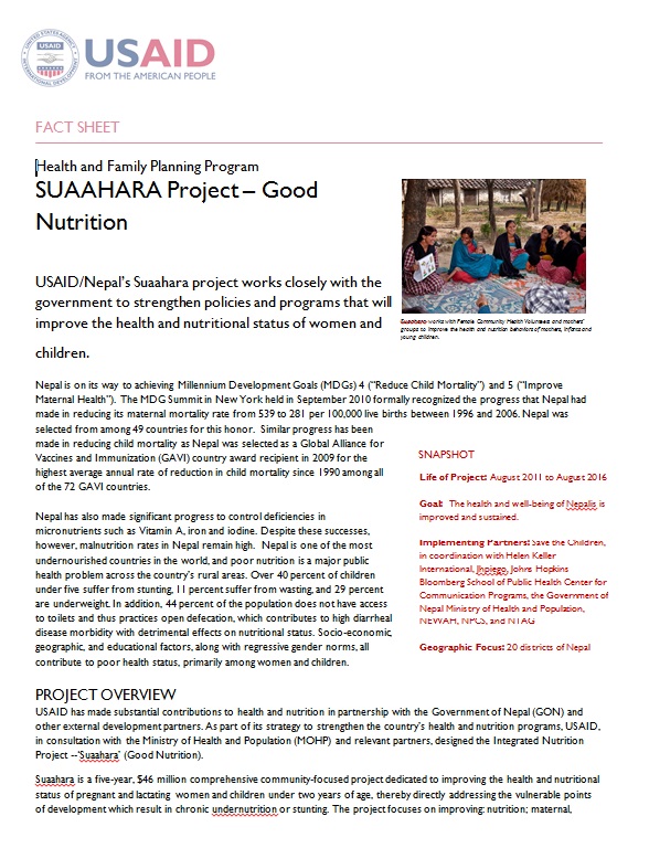 SUAAHARA Project – Good Nutrition