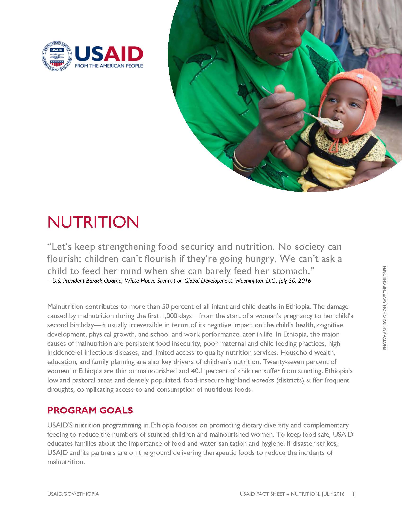 Ethiopia Nutrition Fact Sheet