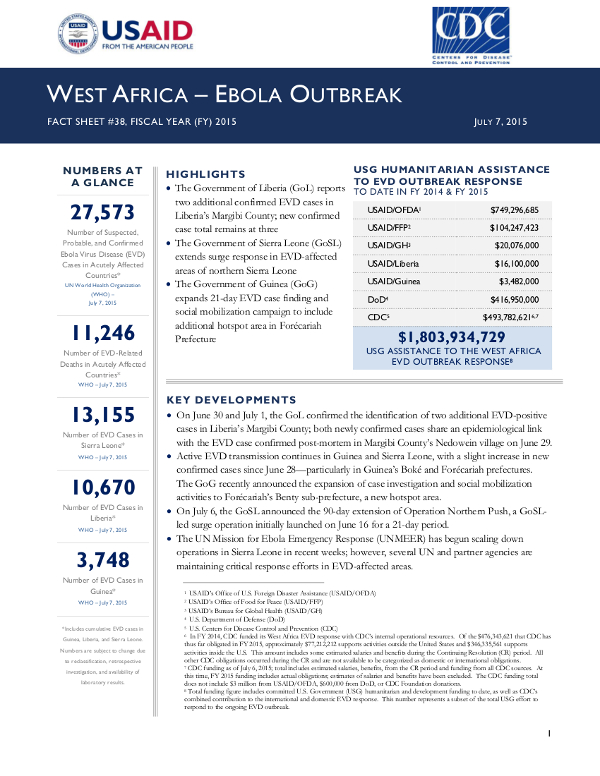 West Africa Ebola Fact Sheet #38 - 07-07-2015