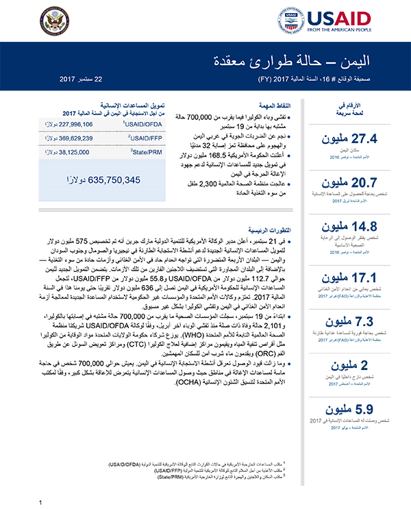 Yemen Arabic Fact Sheet #16 - 09-22-2017