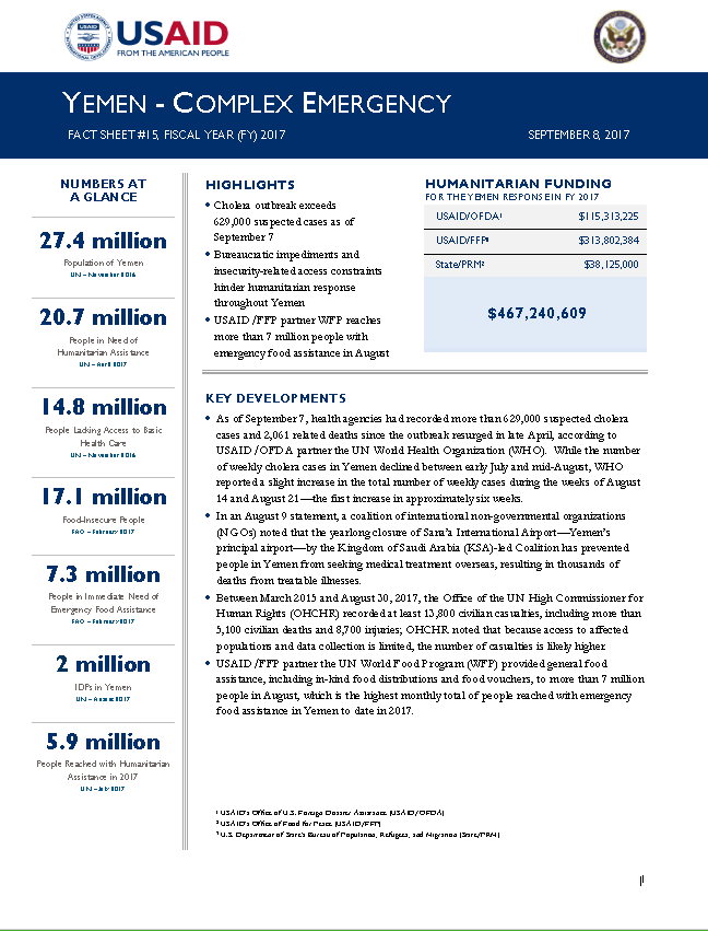 Yemen Complex Emergency Fact Sheet #15